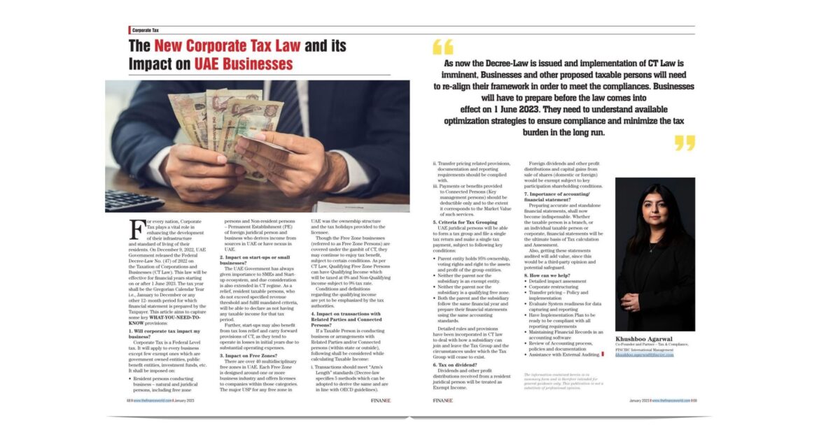 New corporate tax law and its impact on UAE Business